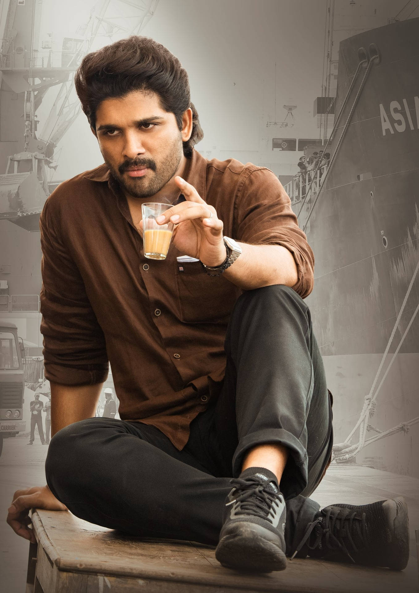 Allu Arjun Hd Shot Of Coffee Background