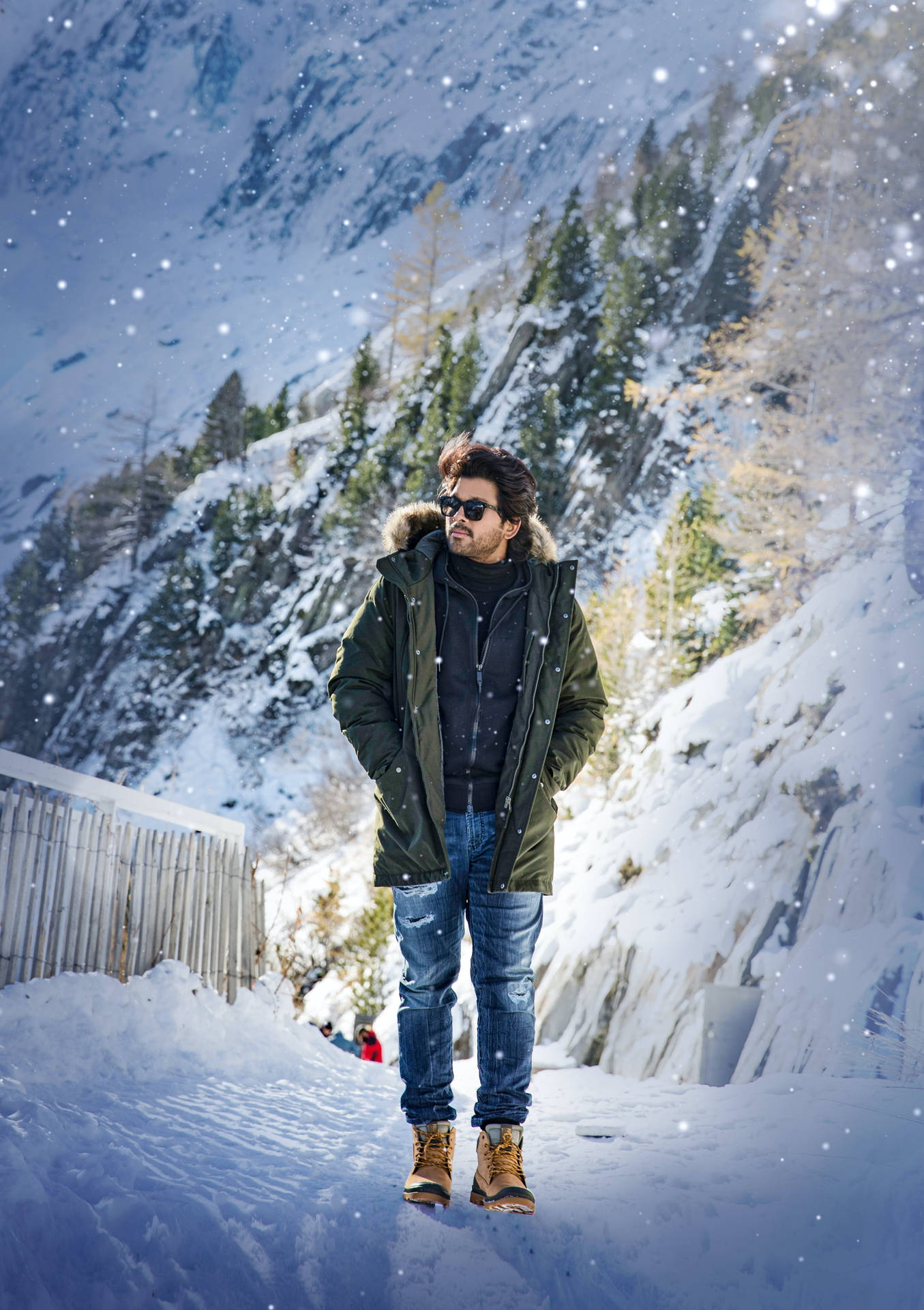 Allu Arjun Hd Winter Snow Background