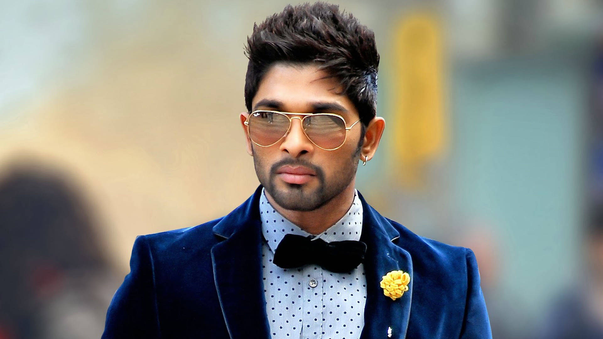 Allu Arjun In Blue Tuxedo Background