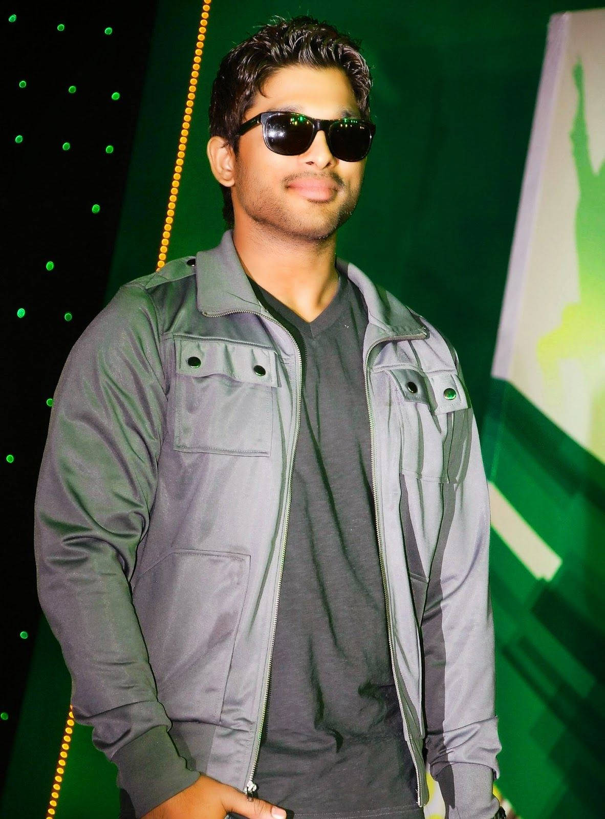 Allu Arjun In Grey Jacket Background