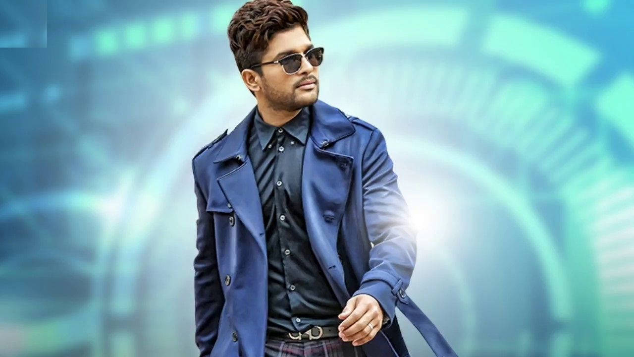 Allu Arjun With Blue Flashing Background