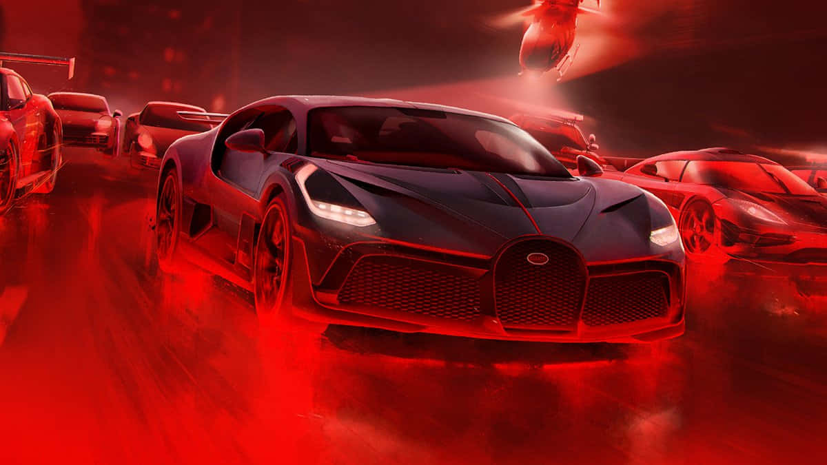 Alluring And Breathtaking Neon-lit Bugatti Background