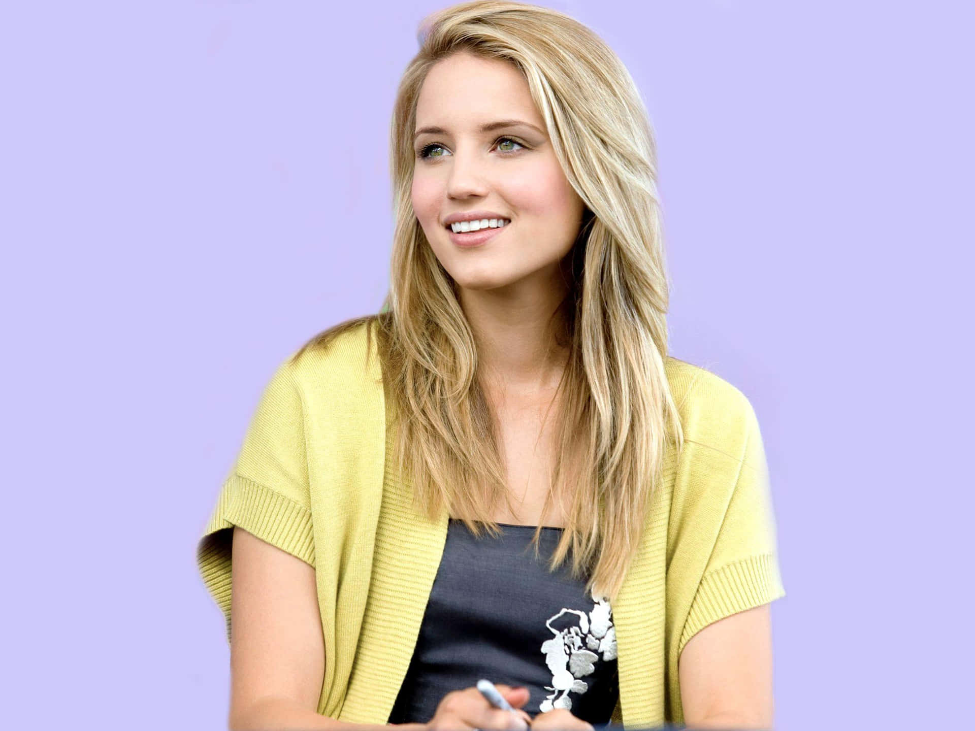 Alluring Dianna Agron Posing Elegantly In A Classic Attire Background