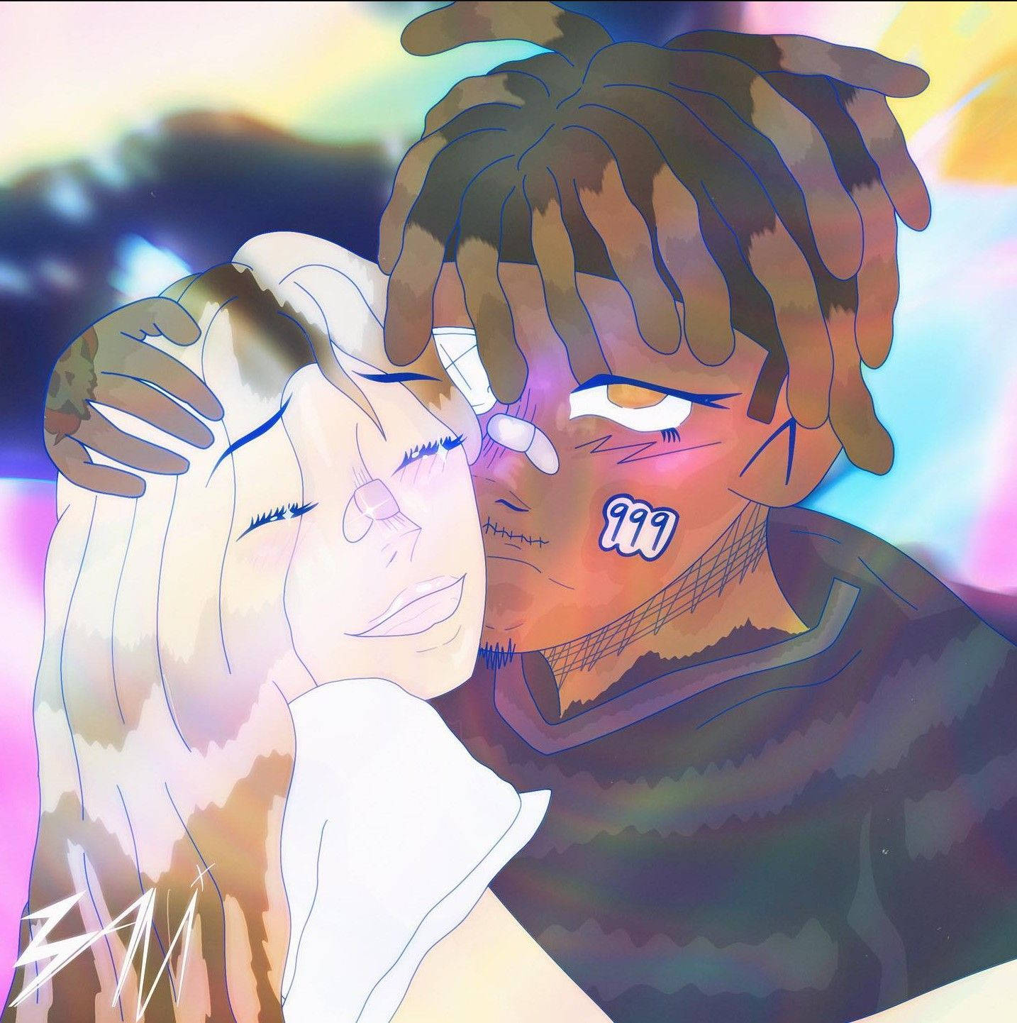 Ally And Juice Wrld Anime Abstract Background