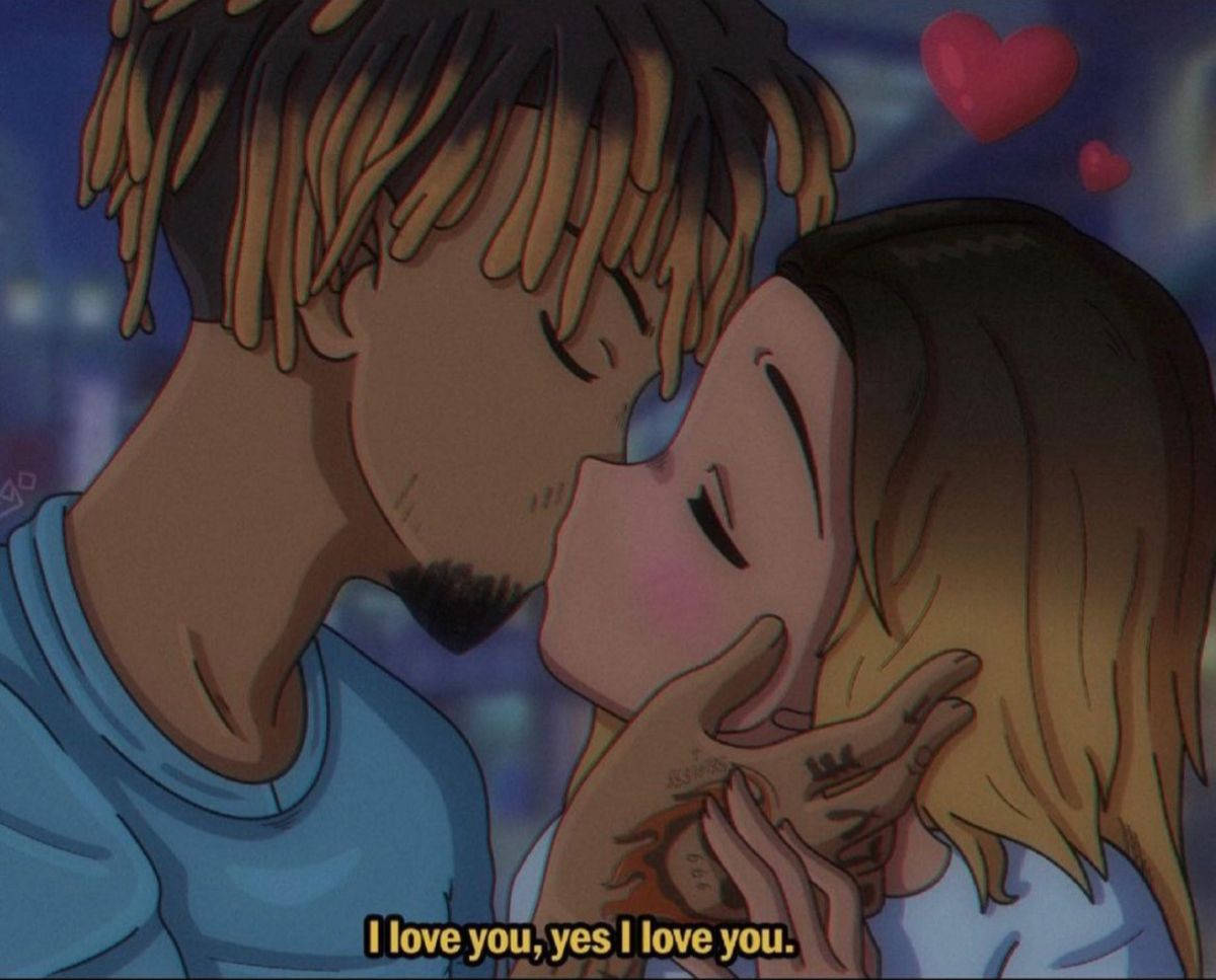 Ally And Juice Wrld Anime Kissing Background