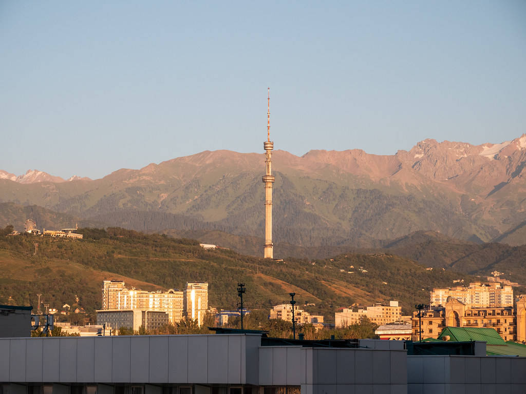 Alma Ata Tower On Hills Background