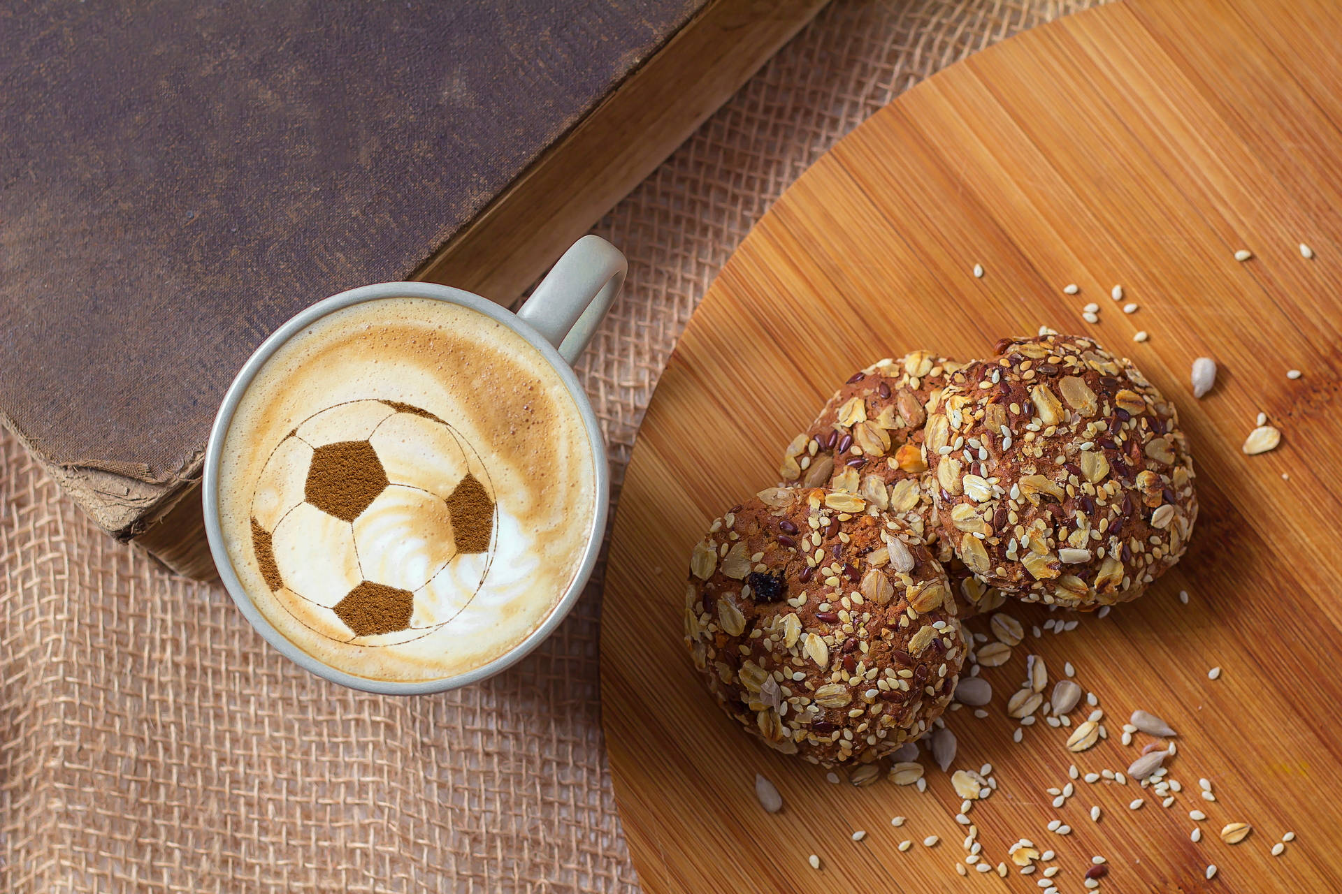 Almond Cookies With Baseball Coffee Background