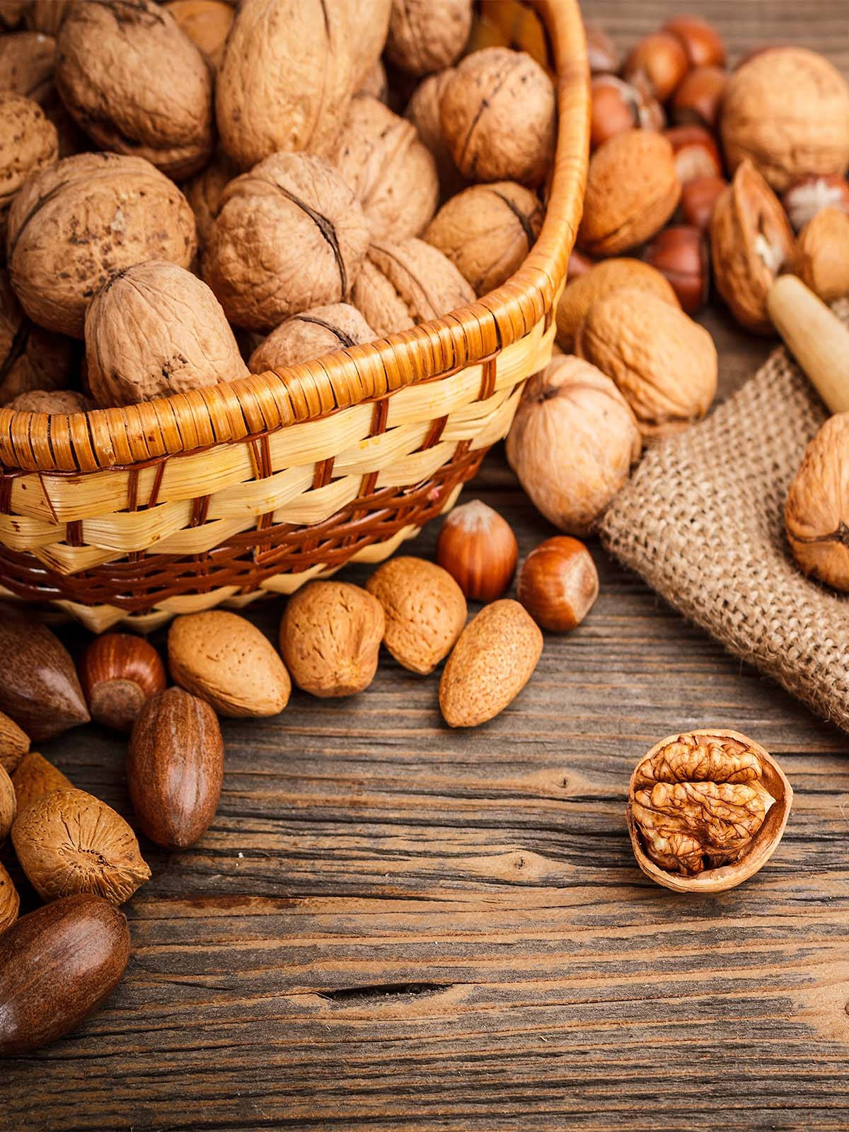 Almonds And Walnuts Background