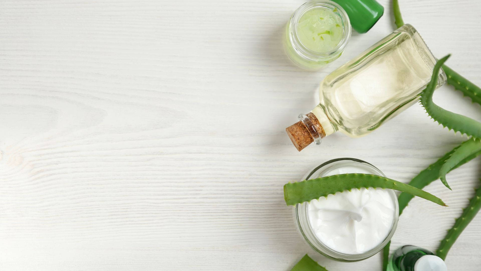 Aloe Vera Cream On White Table Background