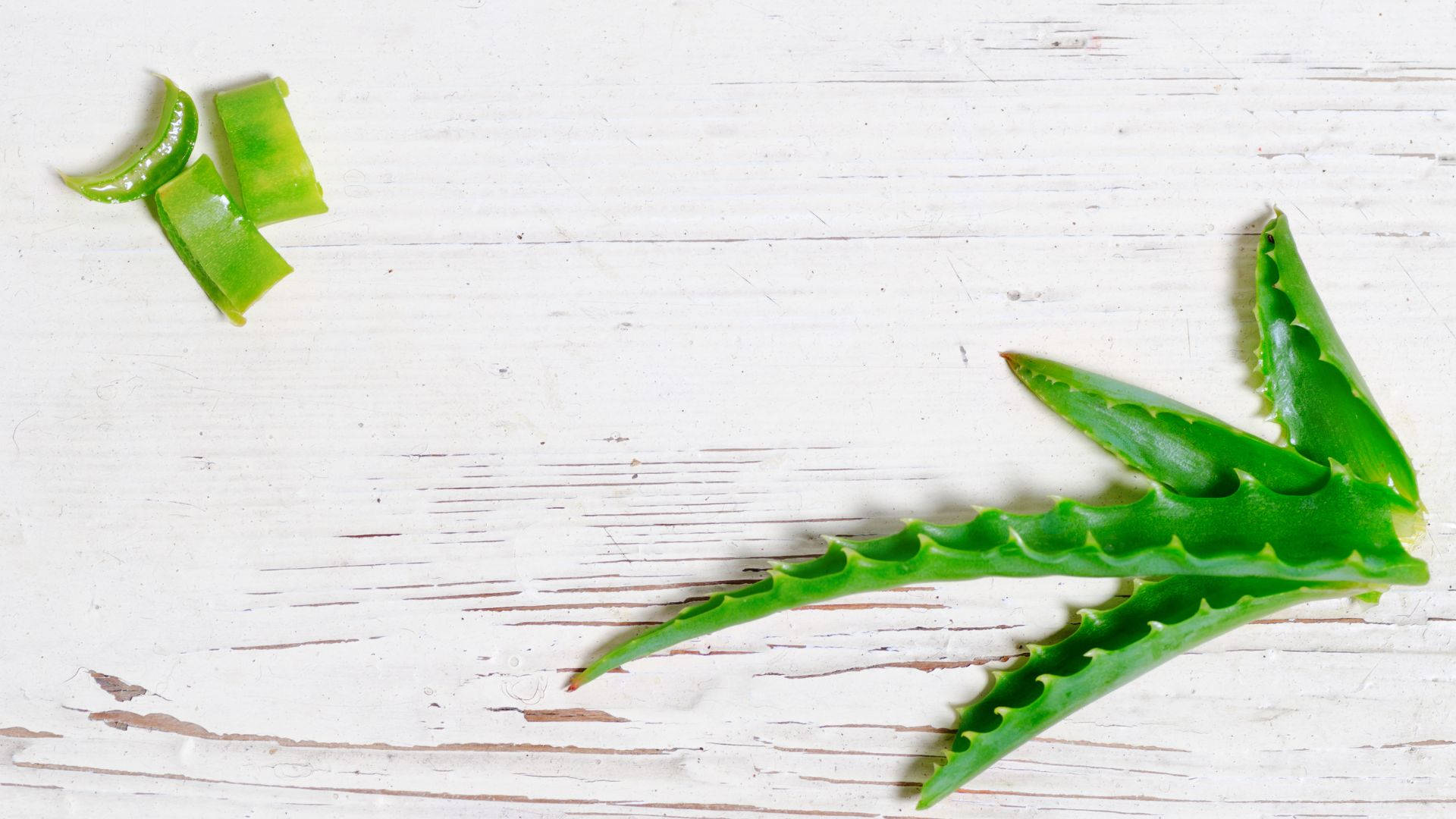 Aloe Vera Leaf Slices On Table Background