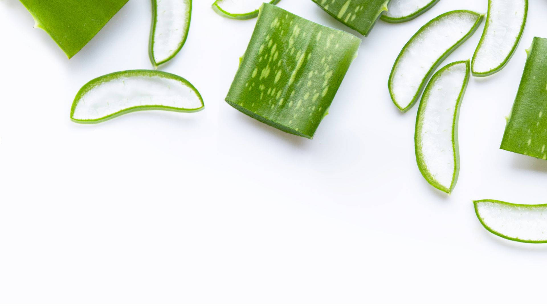 Aloe Vera Slices On White Background Background