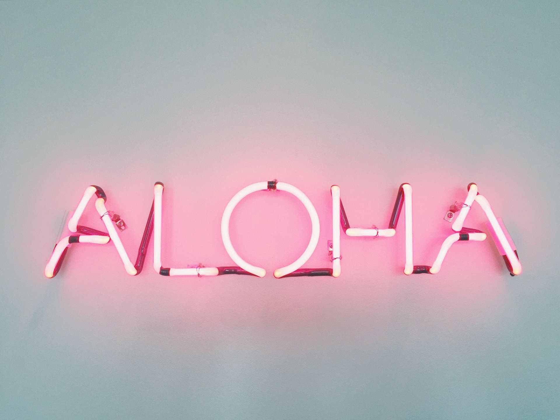 Aloha Neon Light Aesthetic Pink Desktop Background