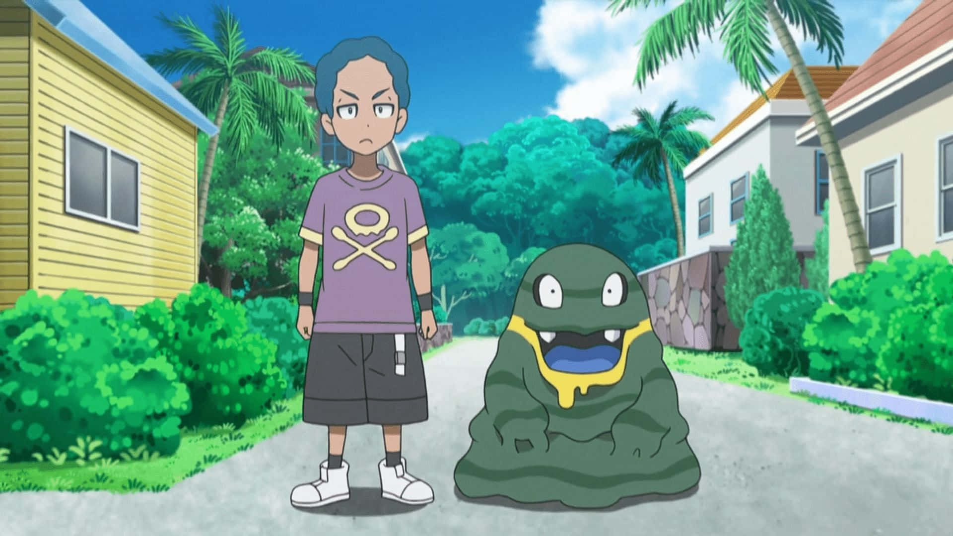 Alolan Grimer In The Pokemon Anime Background