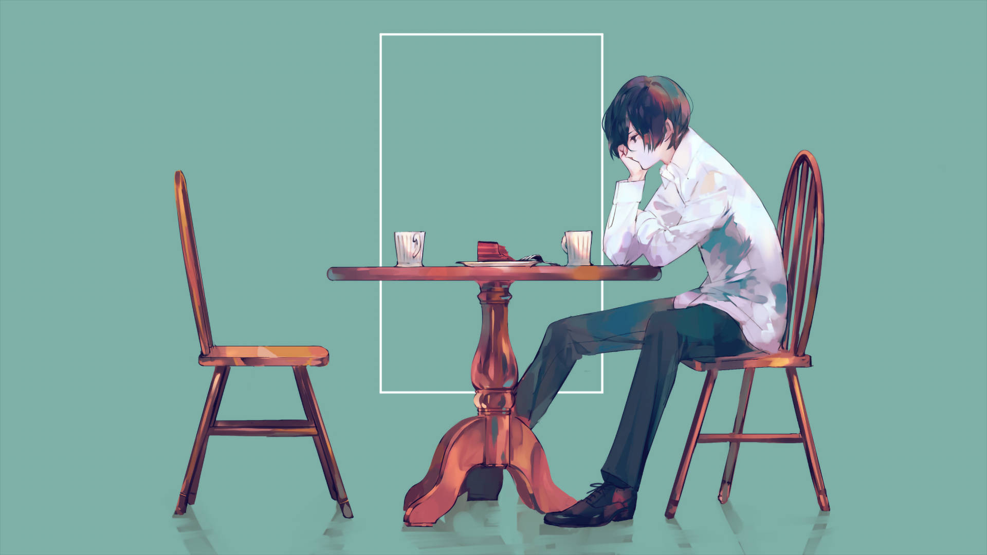 Alone Aesthetic Anime Boy Coffee Background