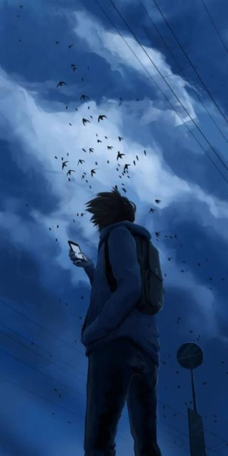 Alone Boy Anime Under A Dark Sky