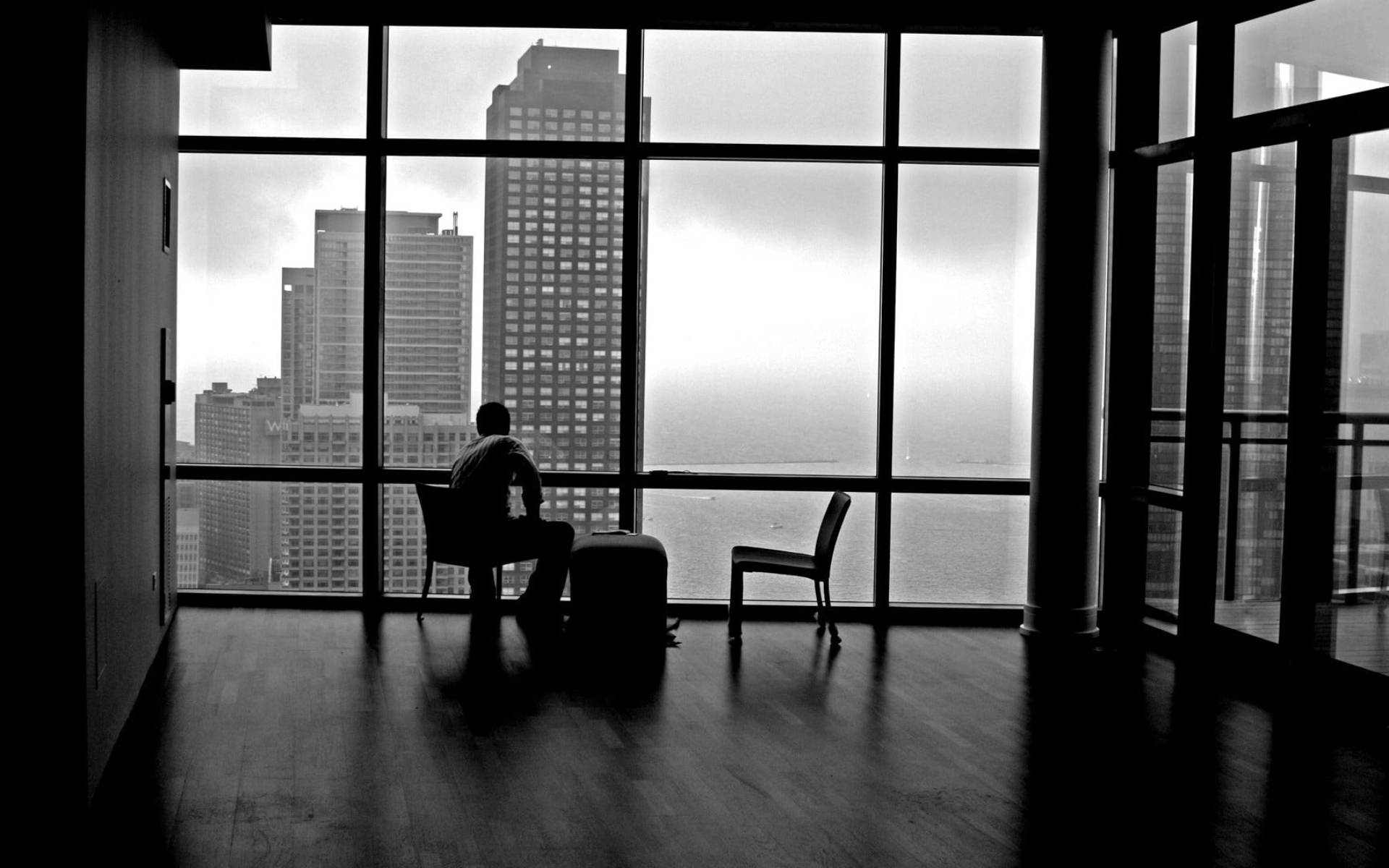 Alone Man By The Window