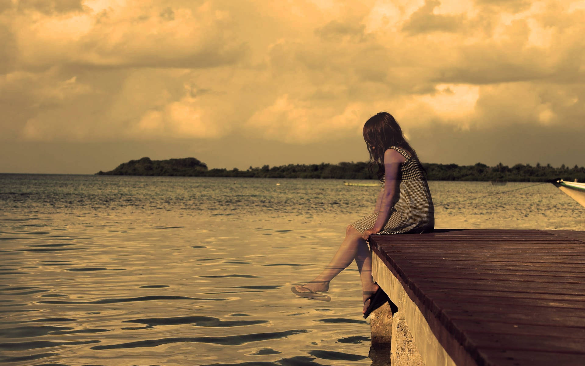 Alone On A Wooden Dock Background