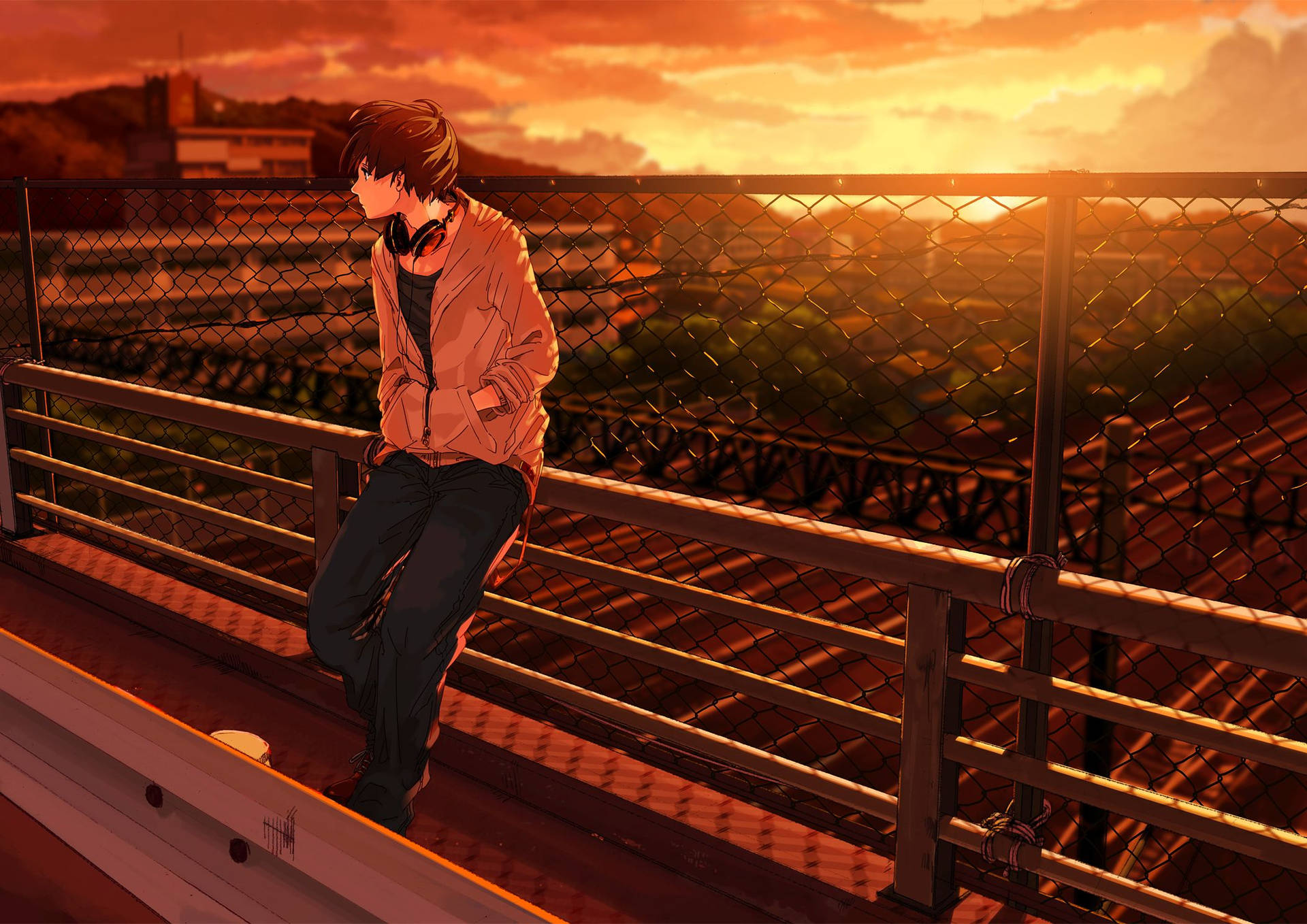 Alone Sad Anime Boys During Sunset