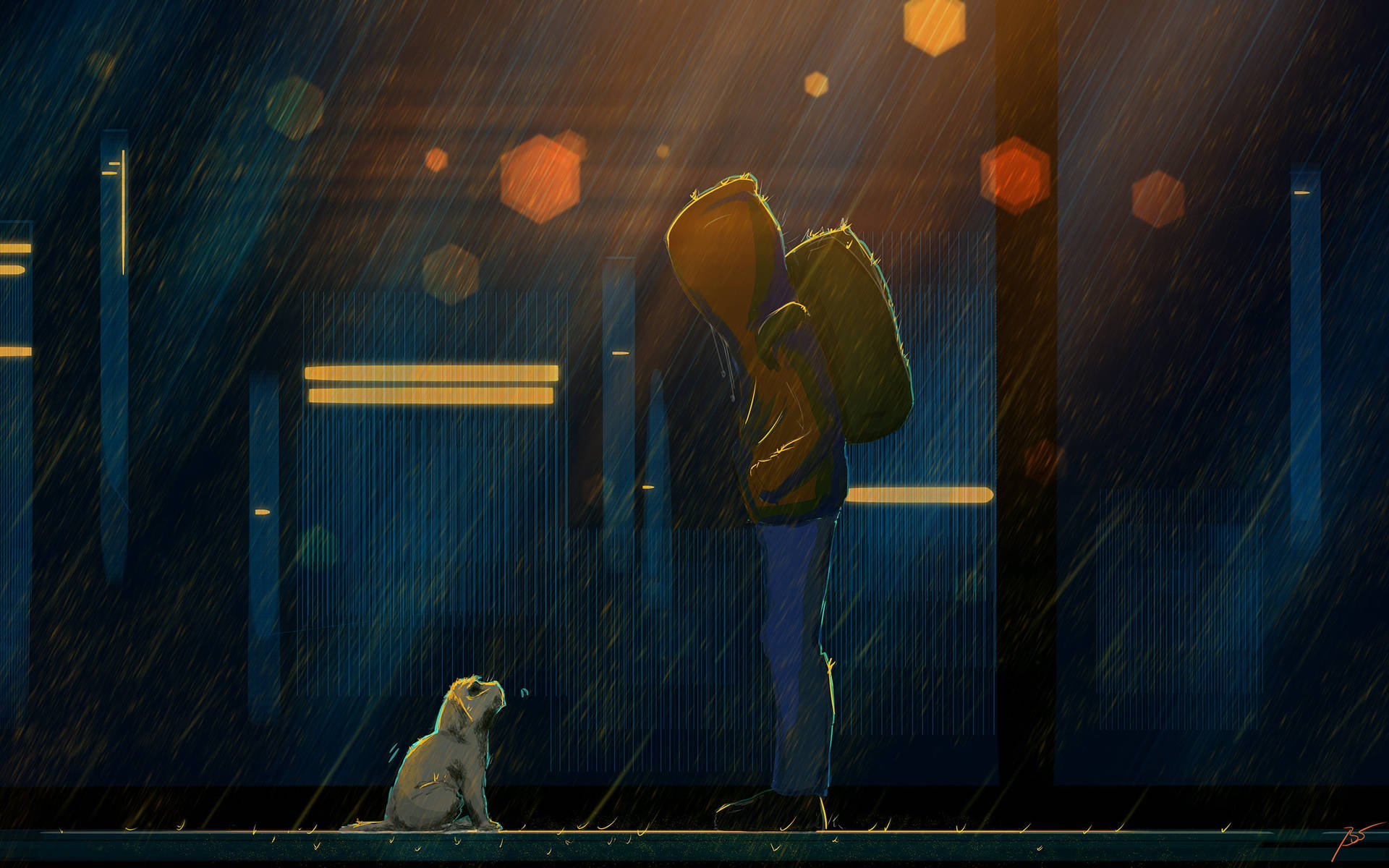 Alone Sad Anime Boys Encounters A Dog