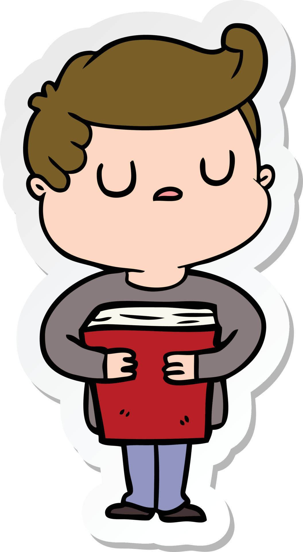 Aloof Cartoon Character Holding Book Background