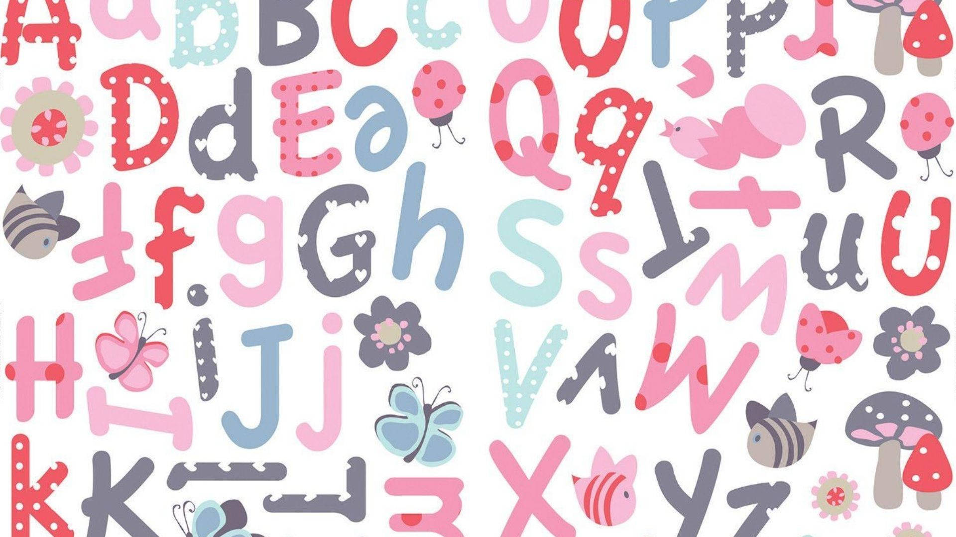 Alphabets With Butterflies And Bees Background