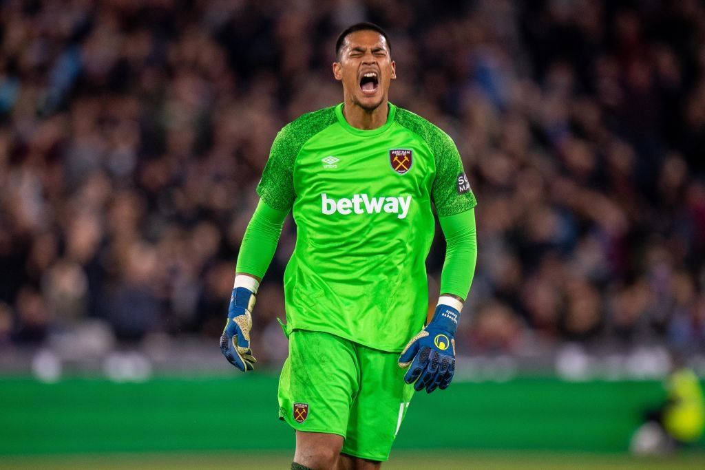 Alphonse Areola Celebrating Intensely On The Soccer Field Background