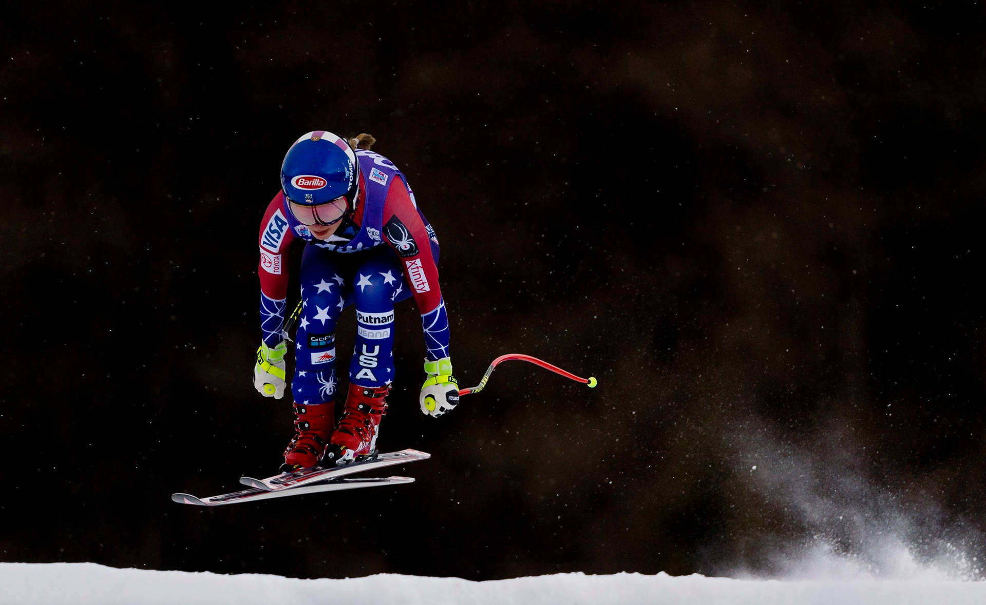 Alpine Skiing Champion Mikaela Shiffrin Action Shot Background