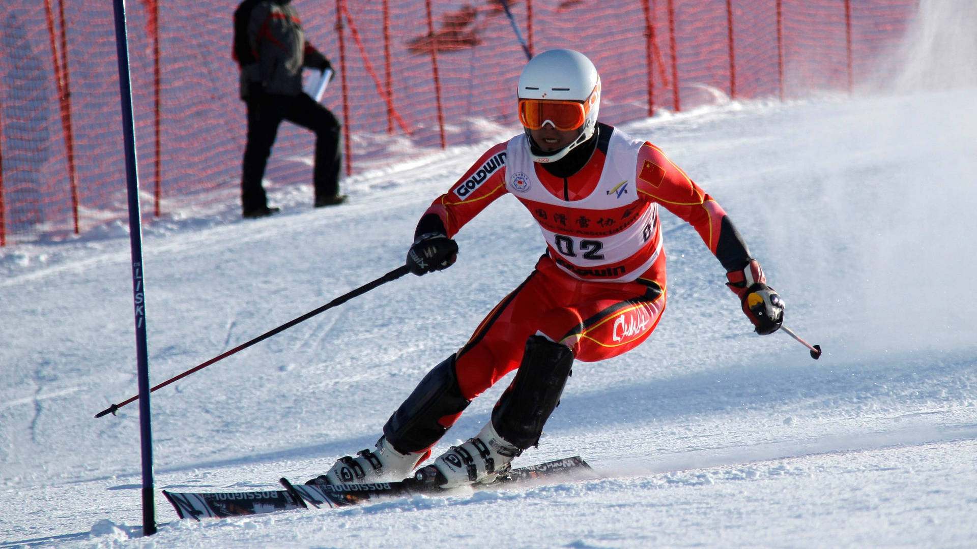 Alpine Skiing Red Suit Background