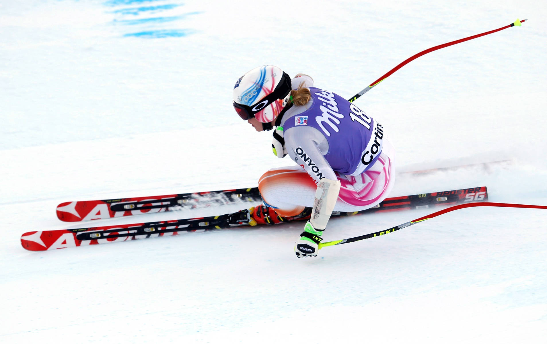 Alpine Skiing Tucked Cornering Background