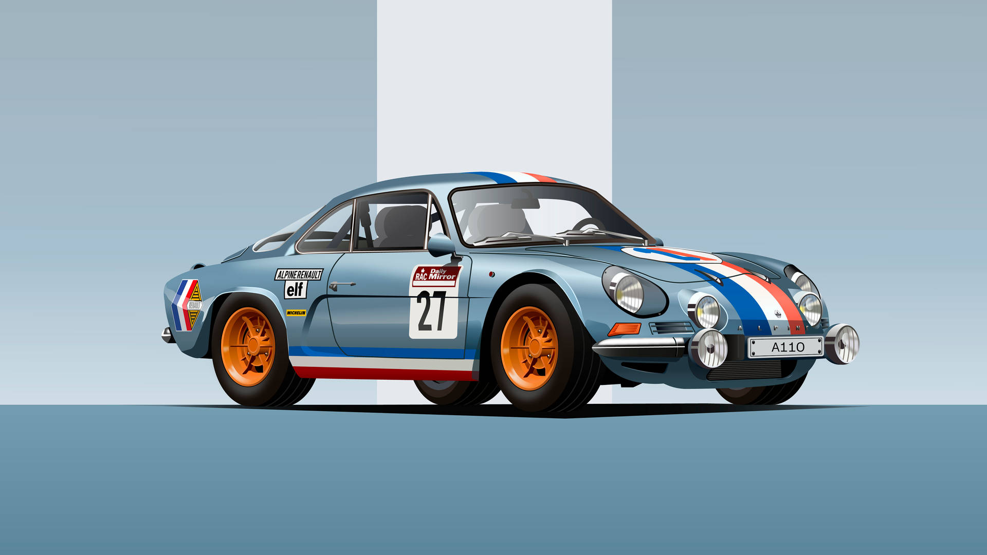 Alpine With Blue, White, Orange Stripes Background