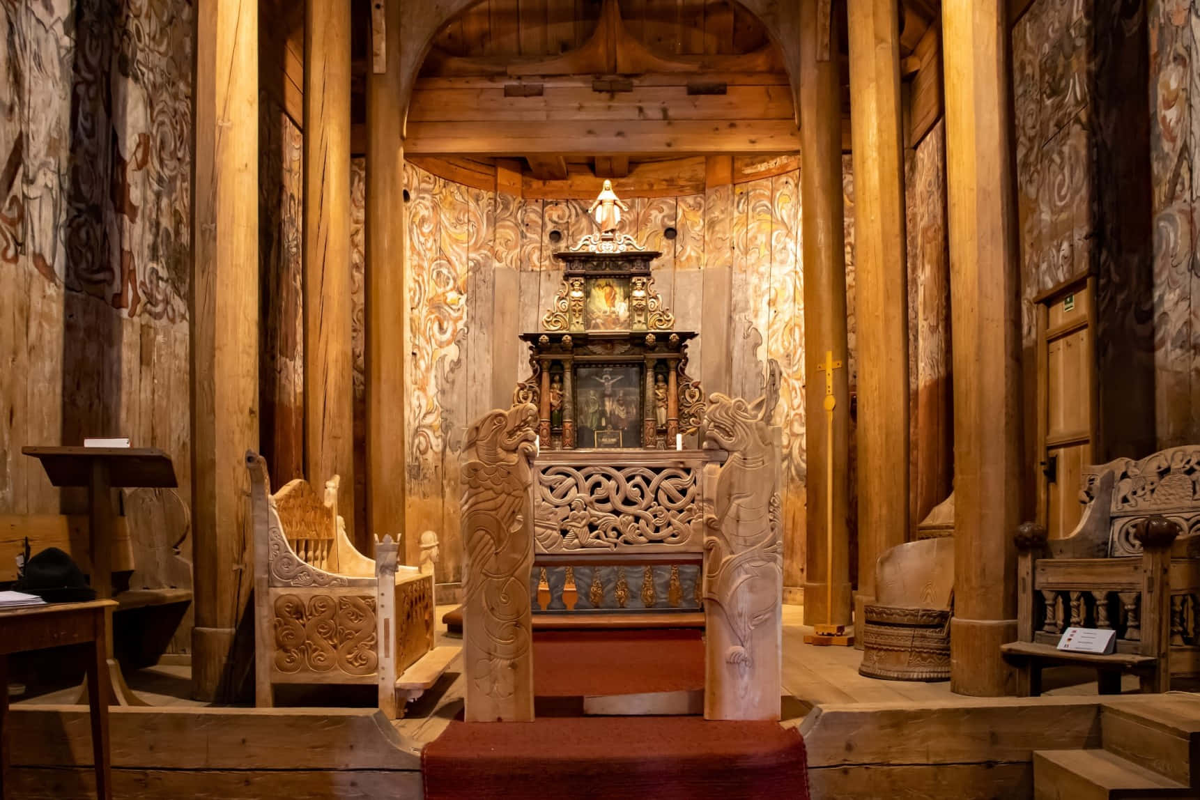 Altar At Heddal Stave Church Background