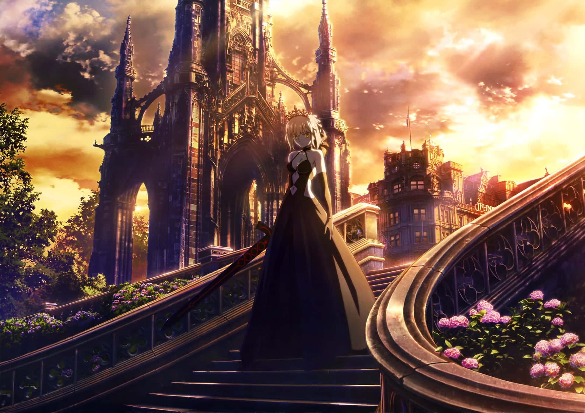 Alter Saber Fate Stay Night Black Dress Background