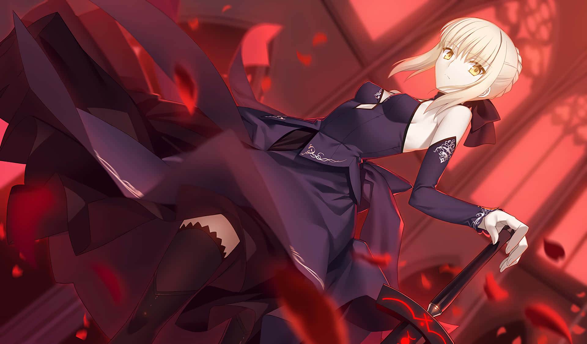 Alter Saber Fate Stay Night With Roses Background