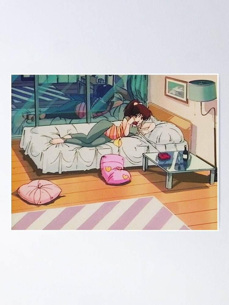 Alternate View Of A Girl Sleeping In A Bed Poster Background