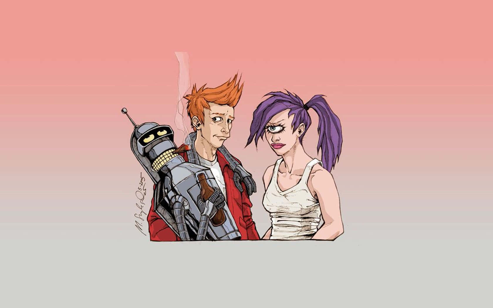 Alternative Art Couple And Robot
