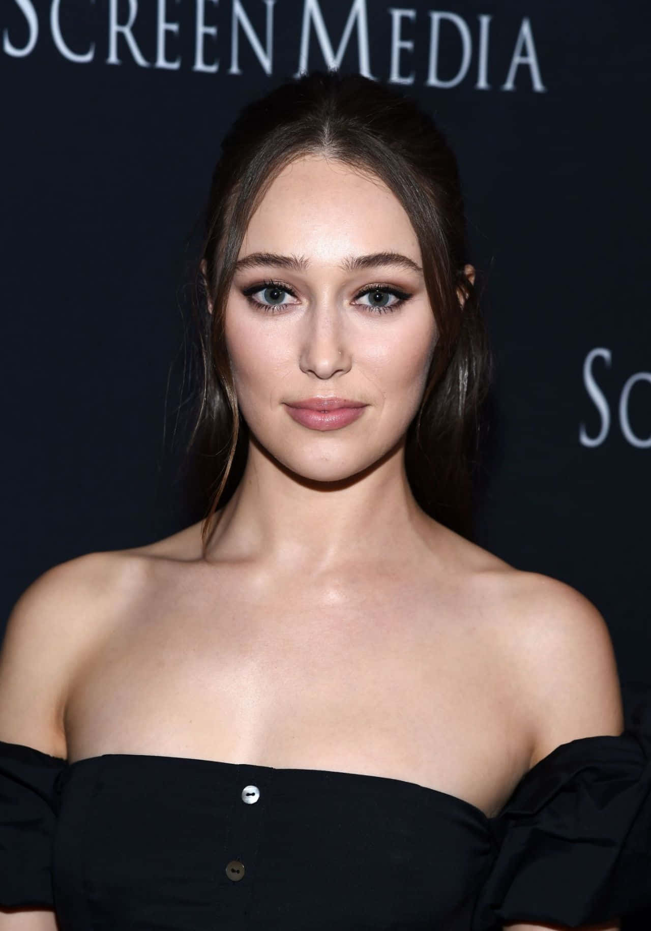 Alycia Debnam Carey Black Off Shoulder Dress Background