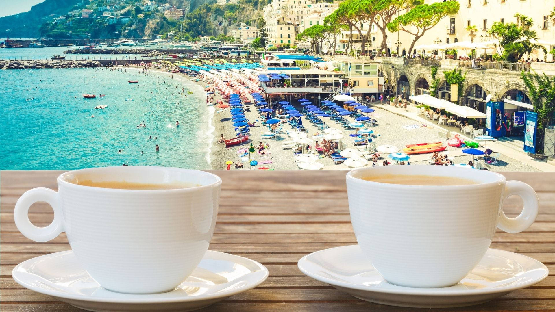 Amalfi Coast Cups Of Coffee Background