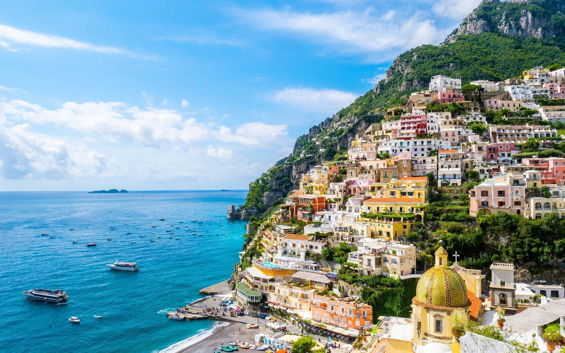 Amalfi Coast Positano Morning View Background