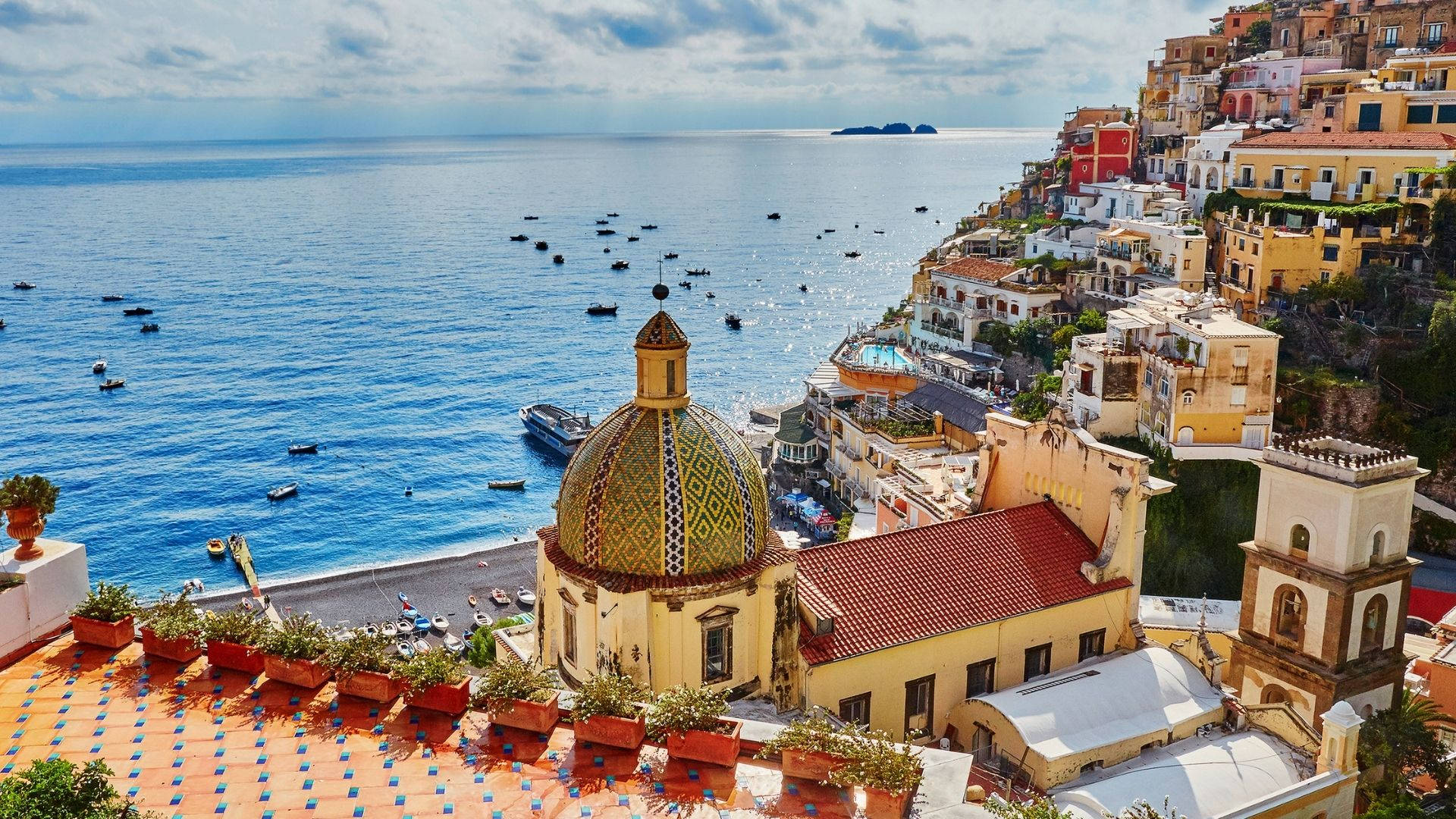 Amalfi Coast Santa Maria Assunta Church Top View Background