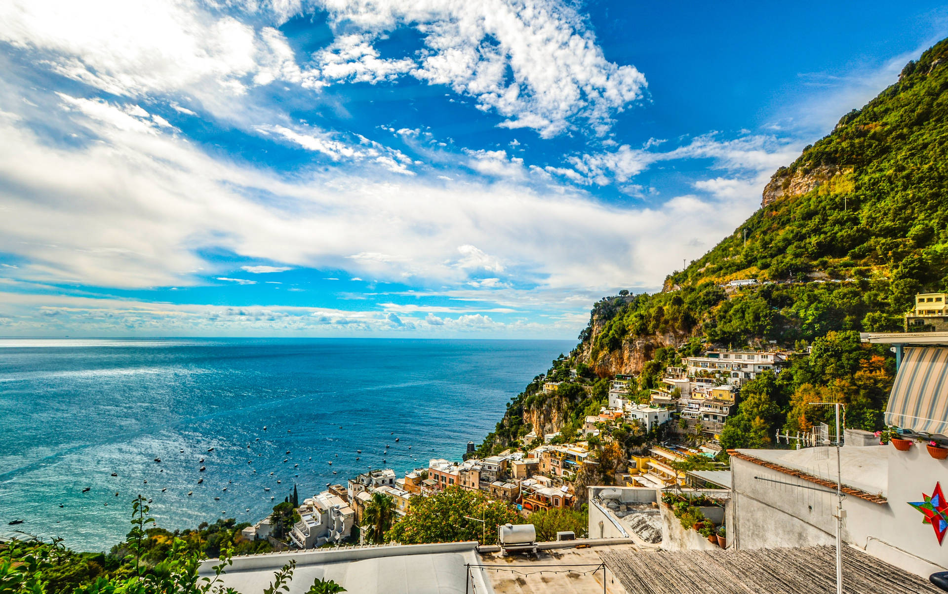 Amalfi Coast Town View Landscape Background