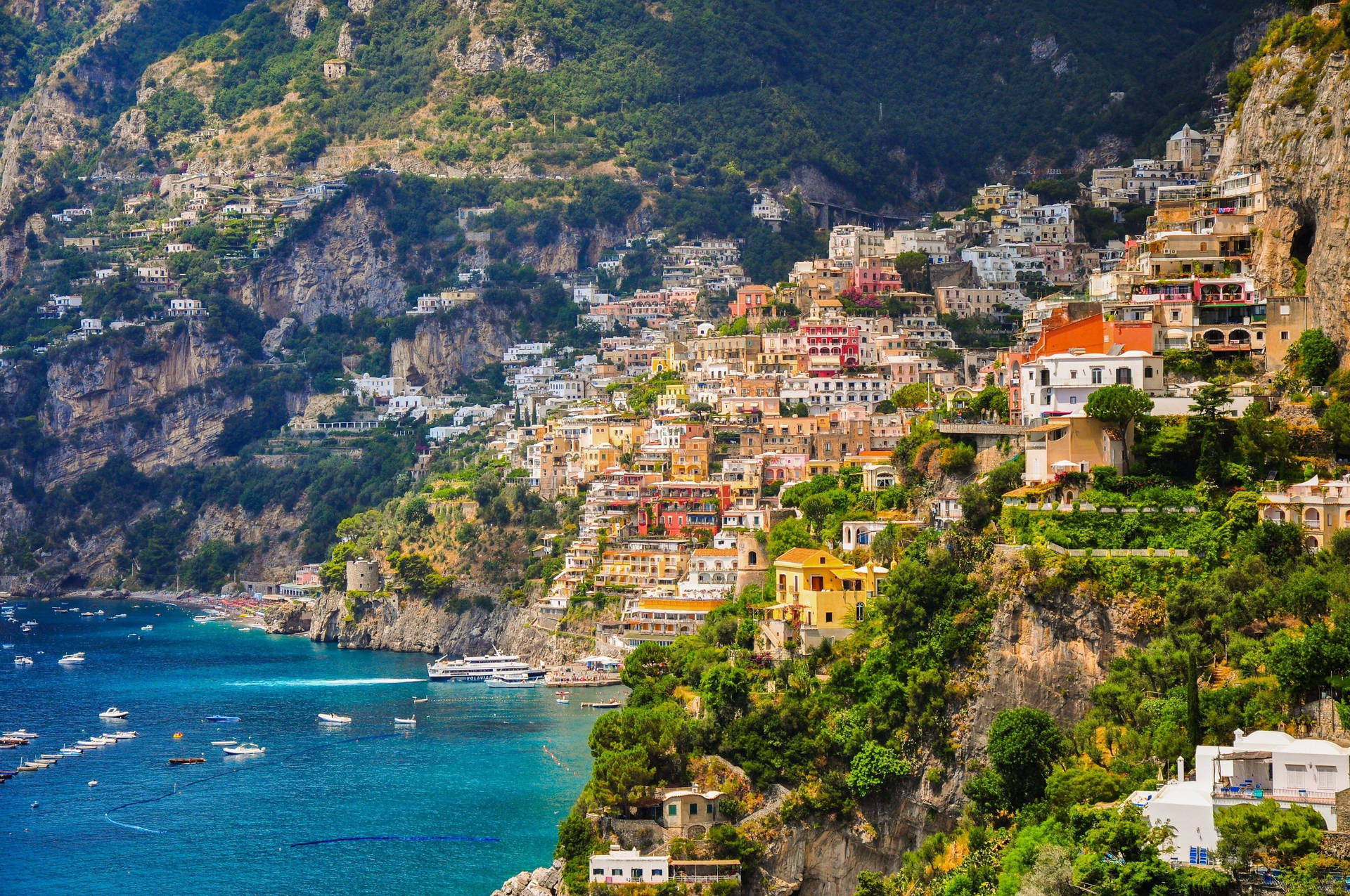 Amalfi Coast Village Long Shot Background