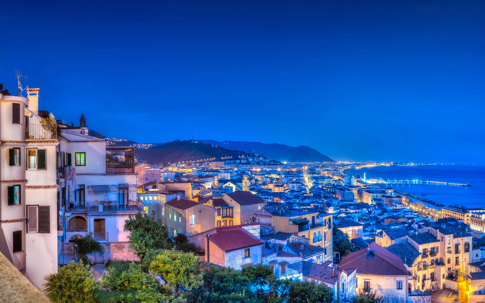 Amalfi Italy City Lights Background