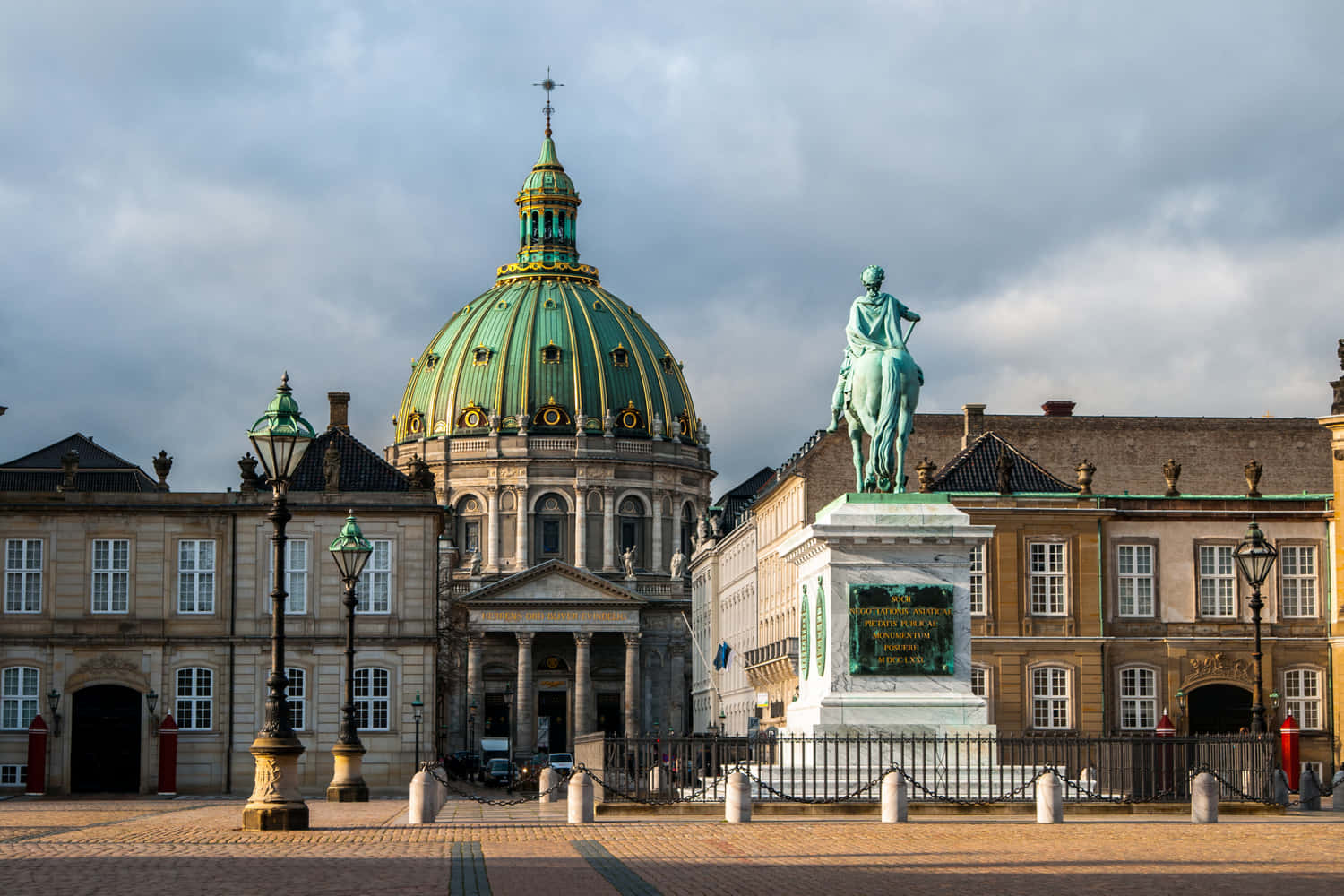 Amalienborg Palace With The Equestrian Statue Background