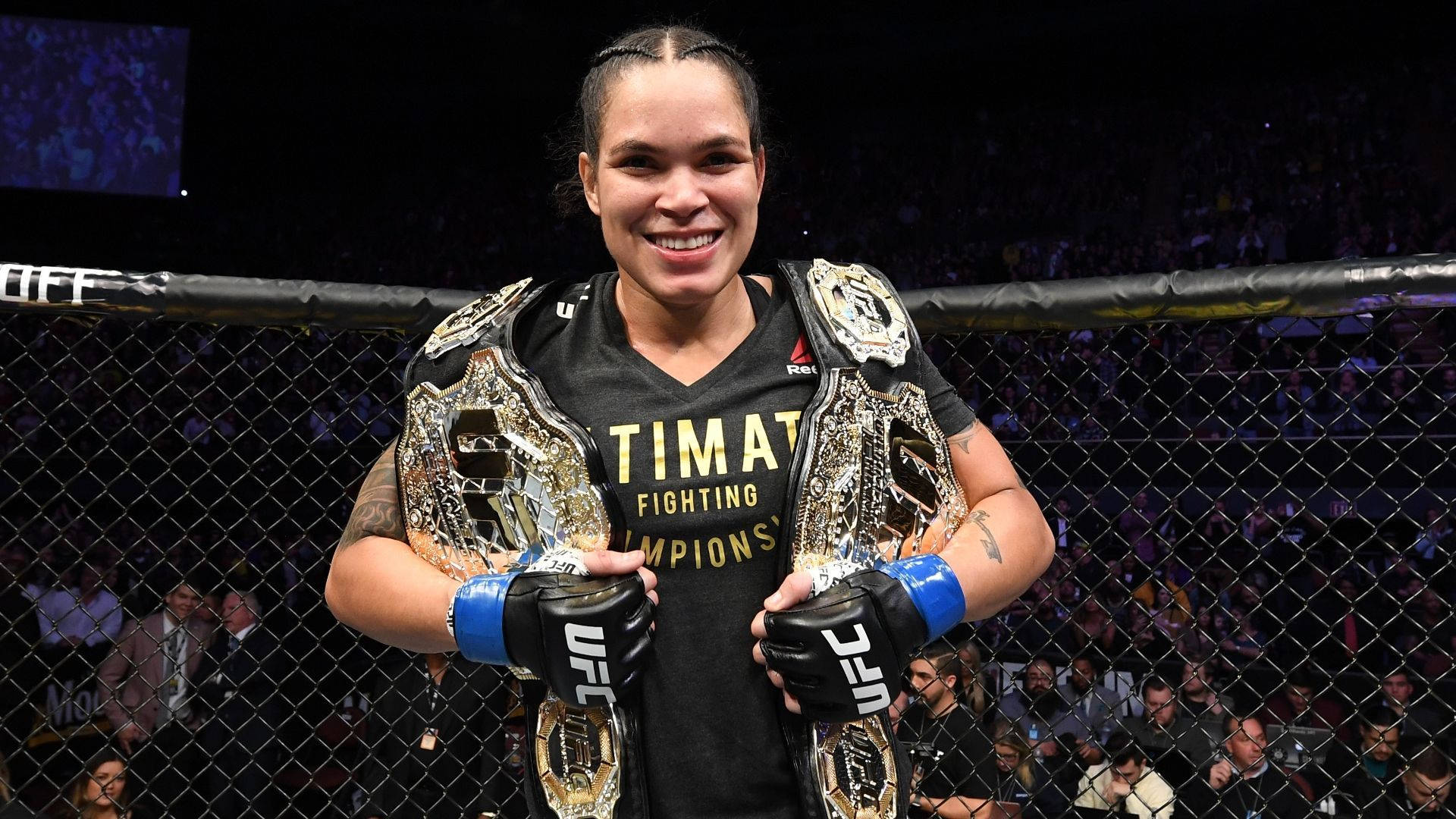 Amanda Nunes Champ Smile Background