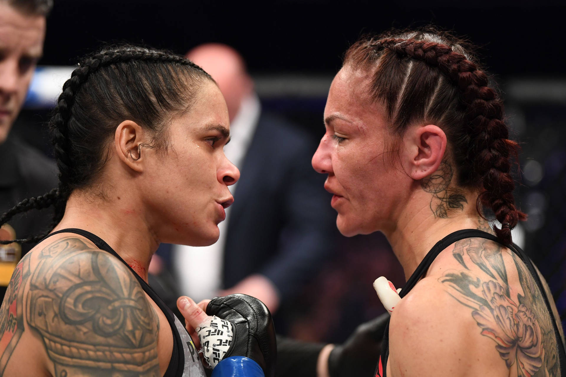 Amanda Nunes Cris Cybord Face-off Background