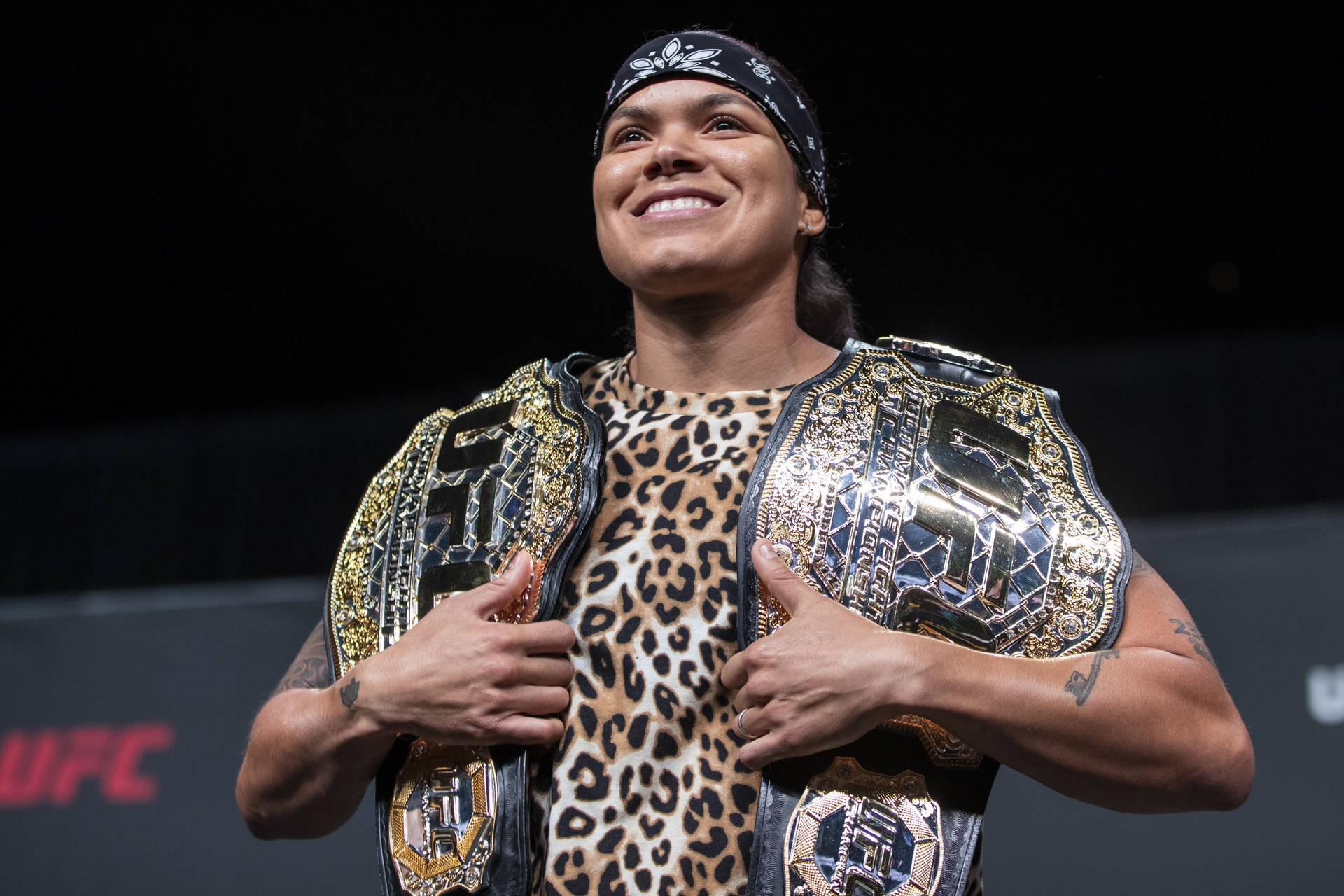 Amanda Nunes Leopard Print Background