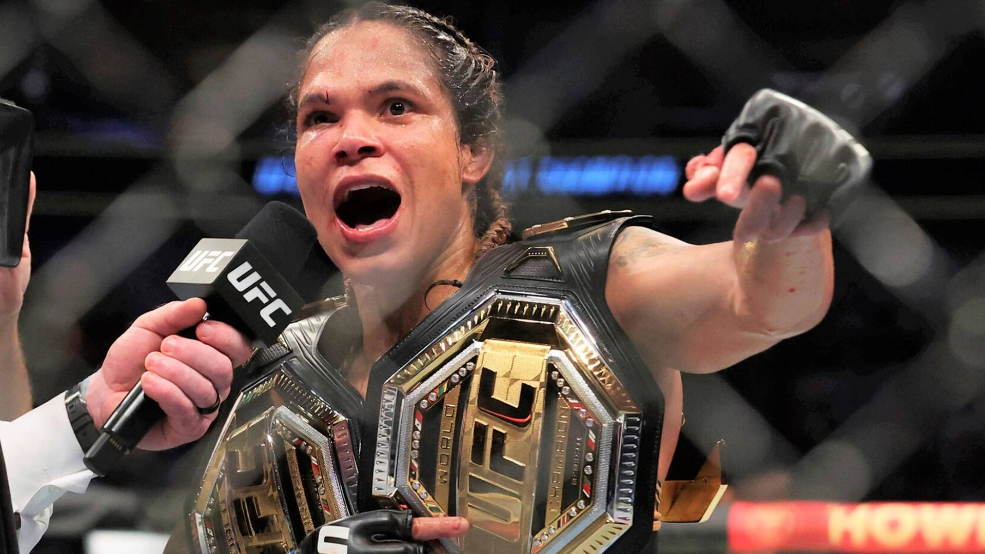 Amanda Nunes Yells At Mic