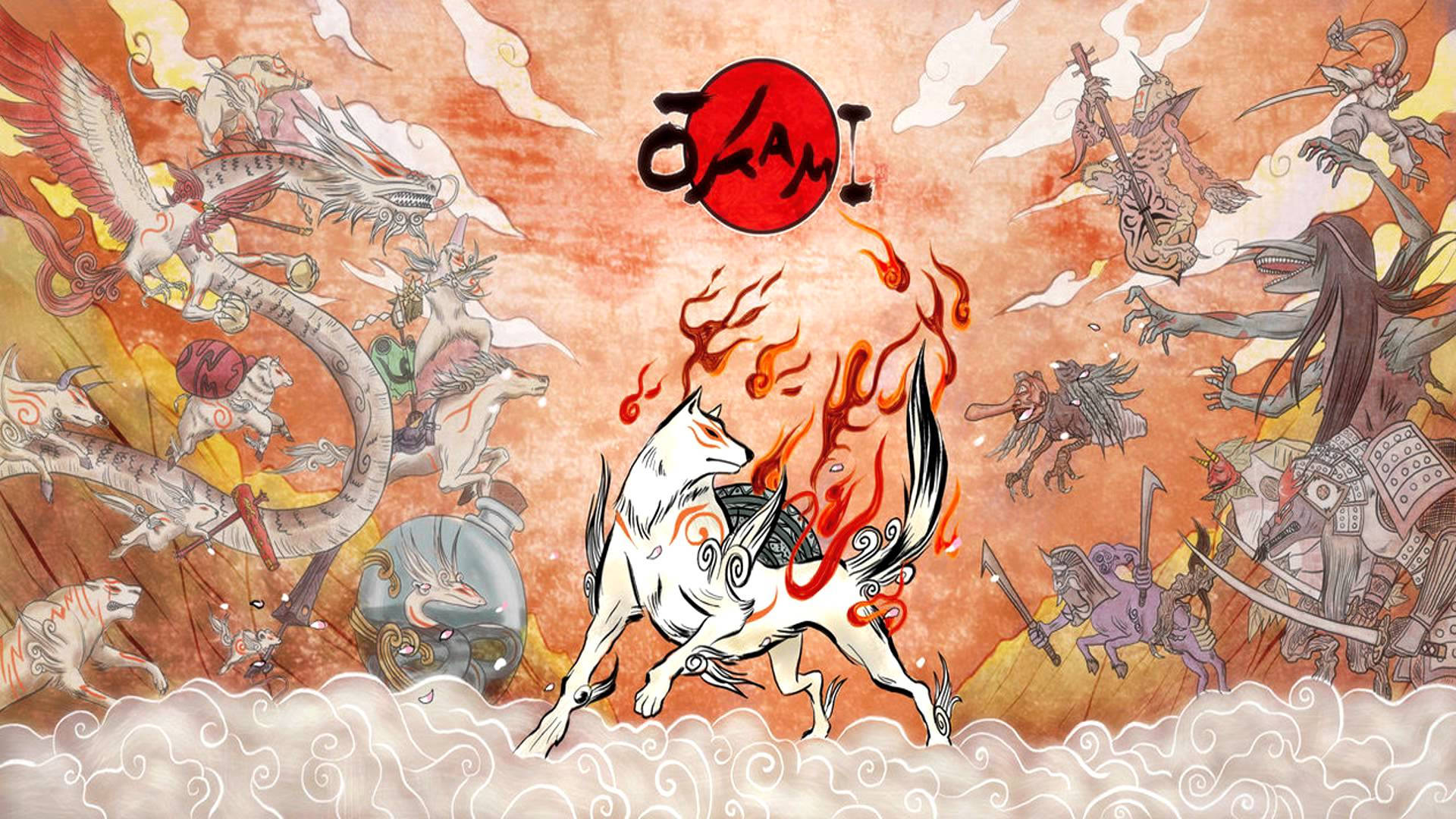 Amaterasu Okami And Japanese Oni Background