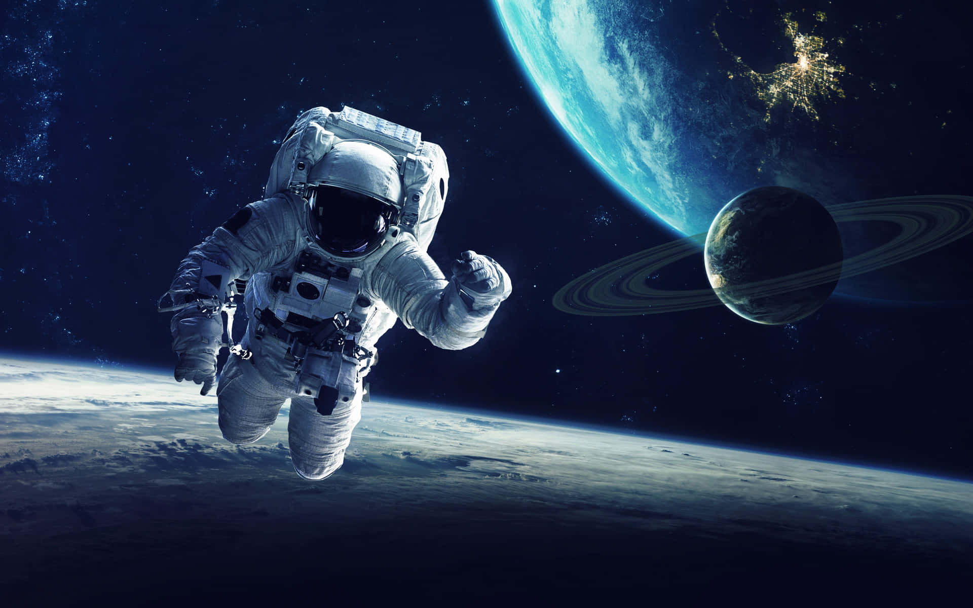 Amazing Astronaut Taking In The Beauty Of Space Background