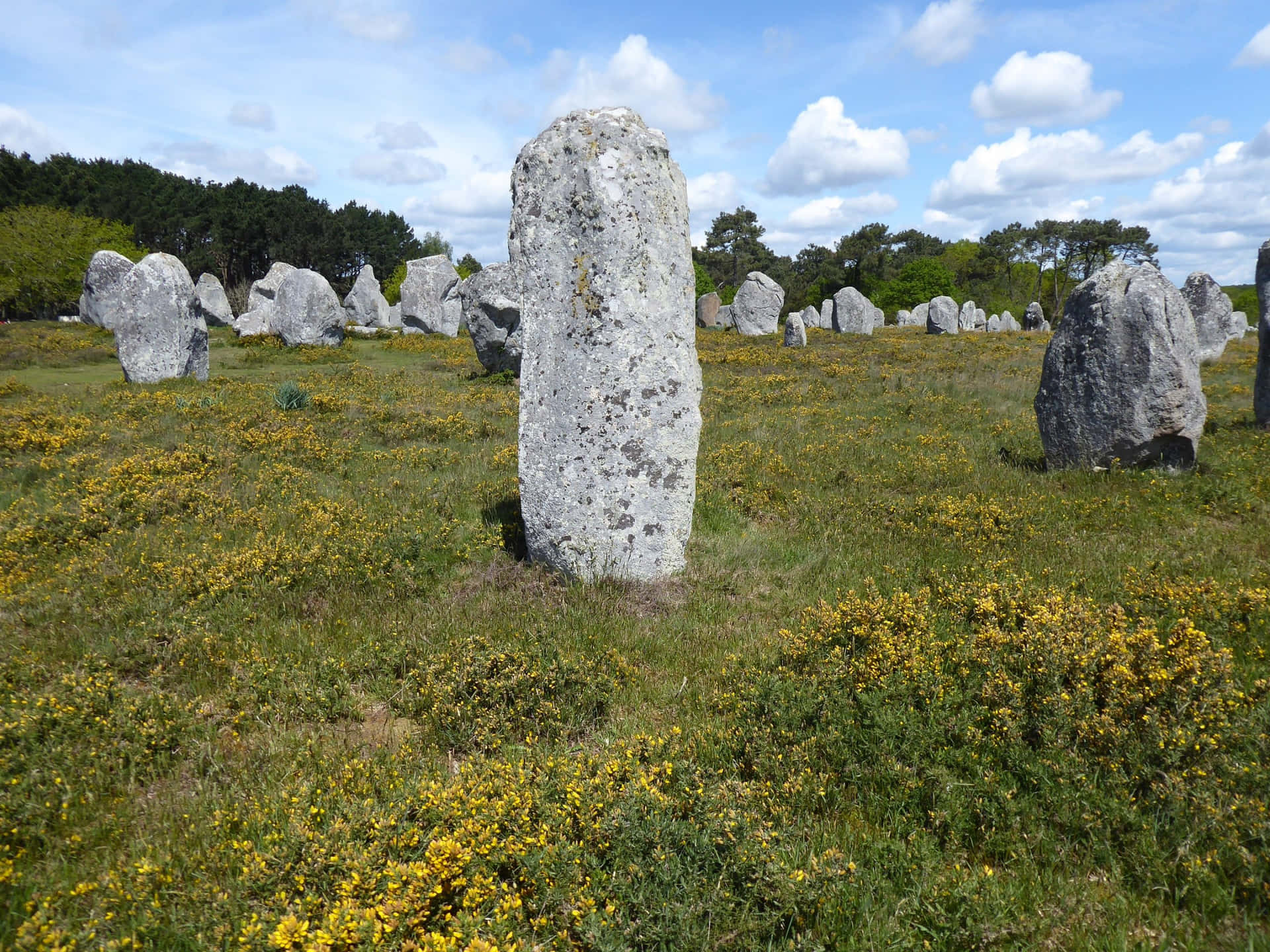 Amazing Carnac Monolith Tourist Attraction In France Background